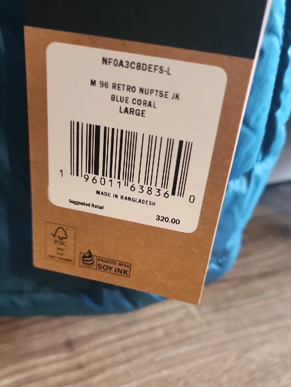 The North Face Mens Retro Blue Coral Puffer Nuptse Jacket